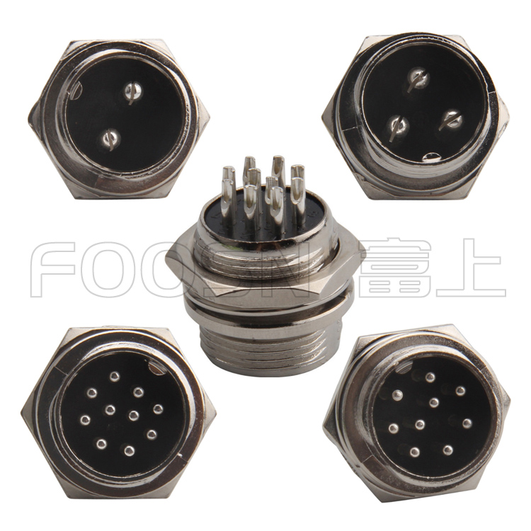 GX12系列2P/3P/4P/5P/6P/7P公头 六角菱形连接器