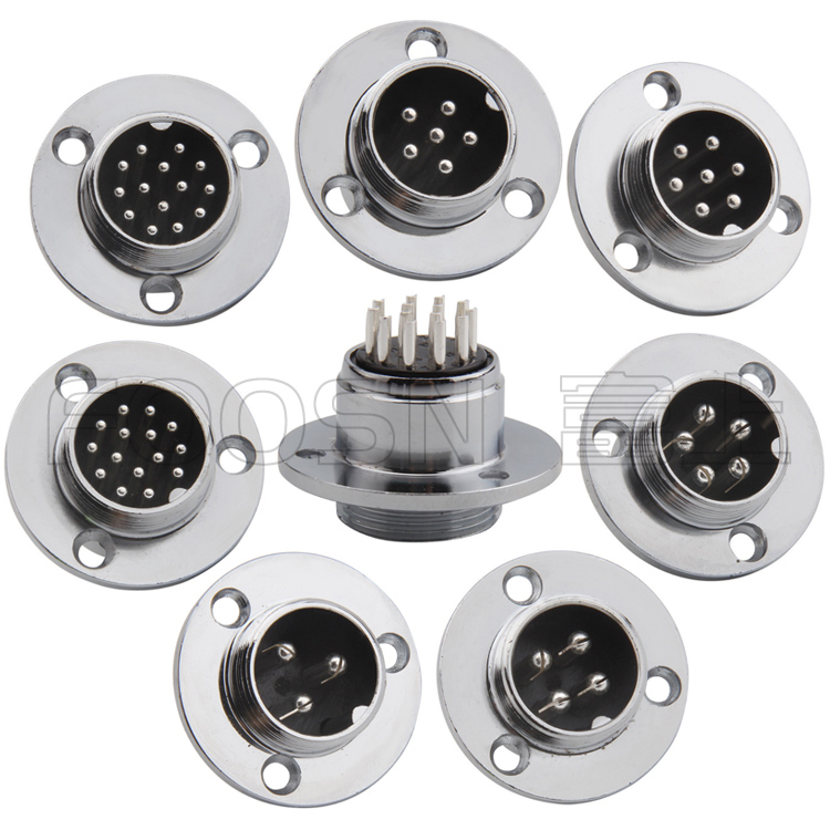 GX20系列2P/3P/4P/5P/6P/7P公头 法兰盘式连接器