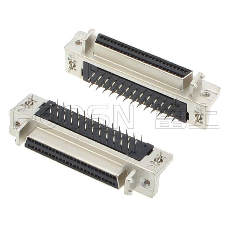 SCSI DB 50P 90度插板母座,HPDB 50P弯插母座