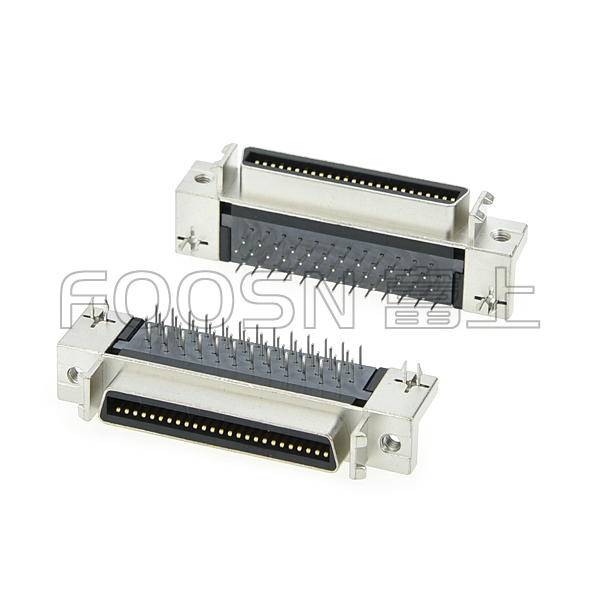 MCR 50芯弯插母座, SCSI CN-50P 90度插板母座