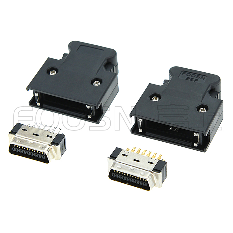 MDR-26P伺服插头, SCSI CN-26P 按键式焊线公头