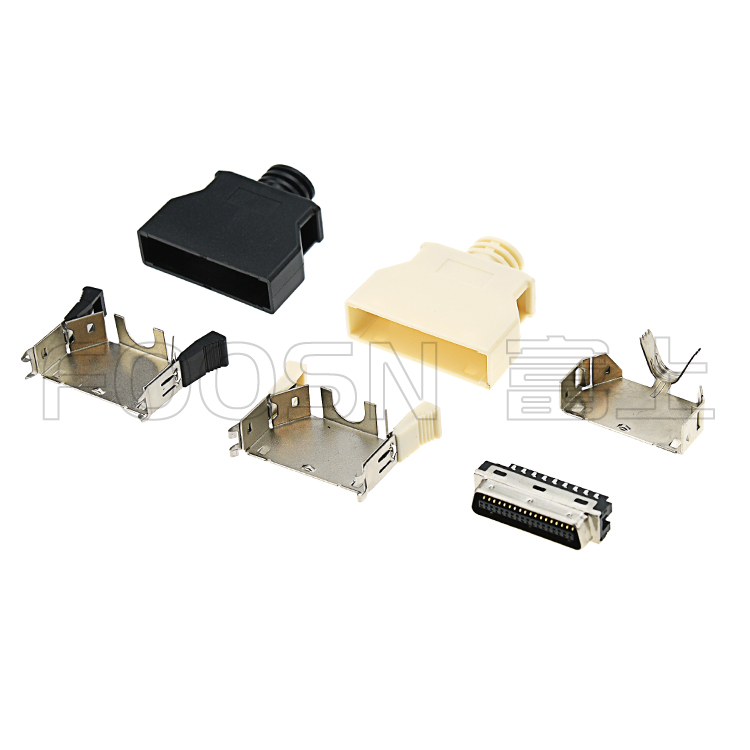 SCSI 36Pin卡钩弹片式焊线公头, HPCN 36芯连接器接头
