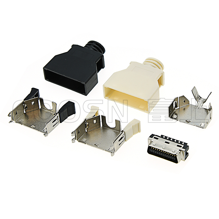 SCSI 26Pin卡钩弹片式焊线公头, HPCN 26芯连接器接头