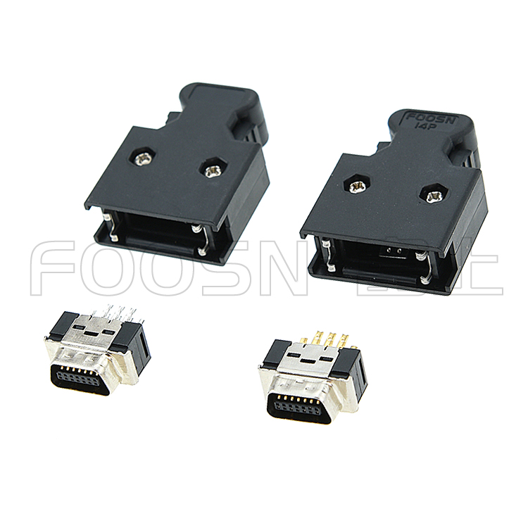 SCSI CN-14P 按键式焊线公头 MDR-14P伺服插头