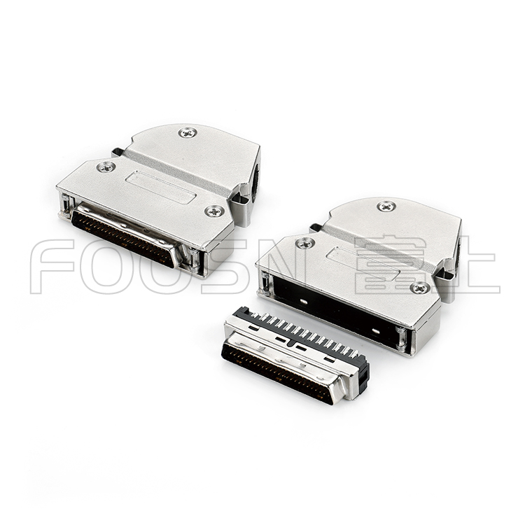 SCSI 50P/68/100P卡钩式 铁壳侧方出线 - 料号FKXXX-11502-XX - FOOSN富上电子产品图