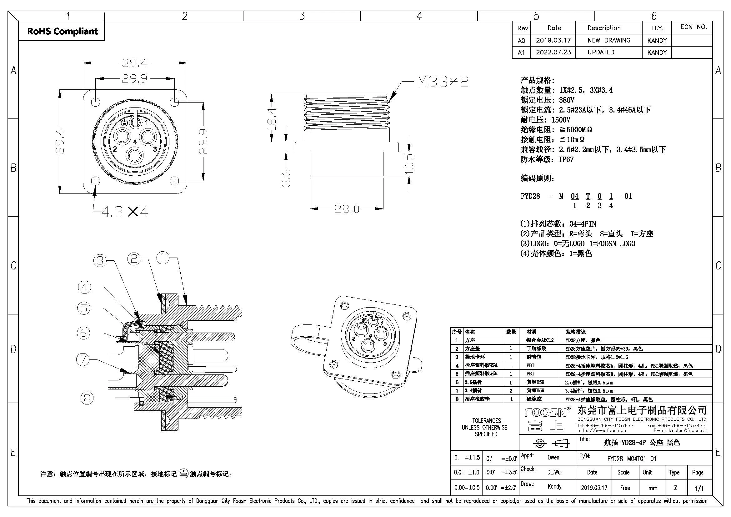 YD28-4/7/15P(芯)伺服电机插座(图1)