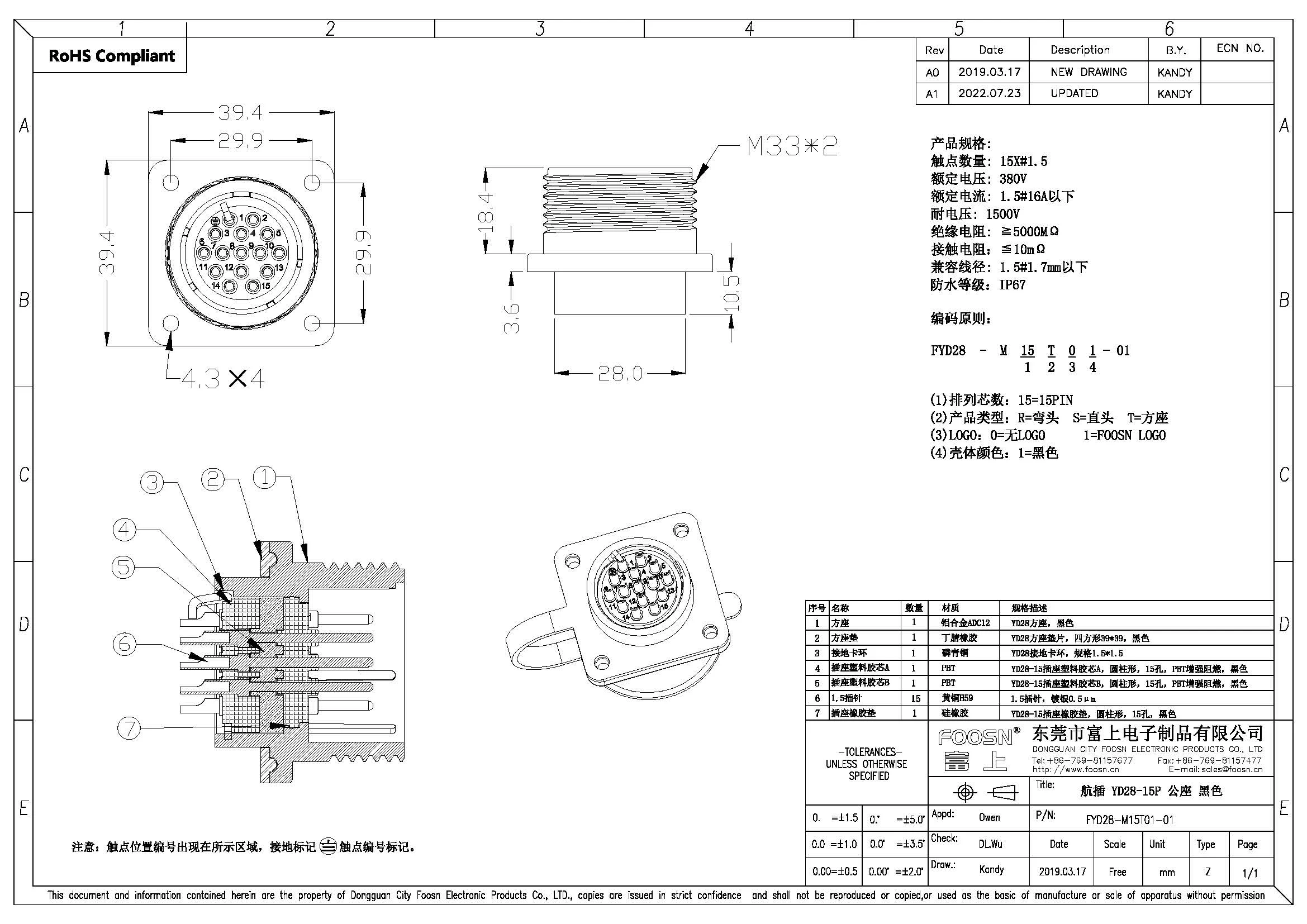 YD28-4/7/15P(芯)伺服电机插座(图3)