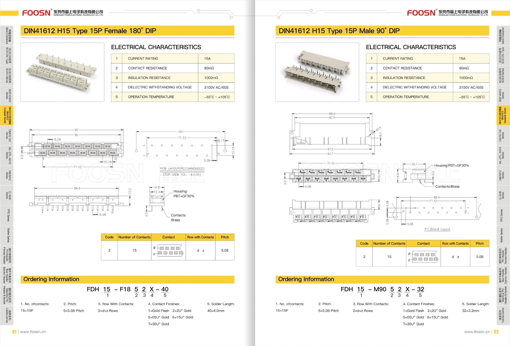 DIN41612欧式插座H15 15P 90度弯公(图1)